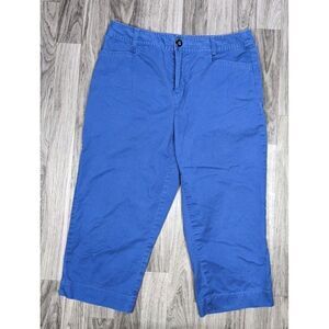 (3/$35) Christopher‎ & Banks Womens Size 4 Petite Pockets Blue Chino Capri Pants